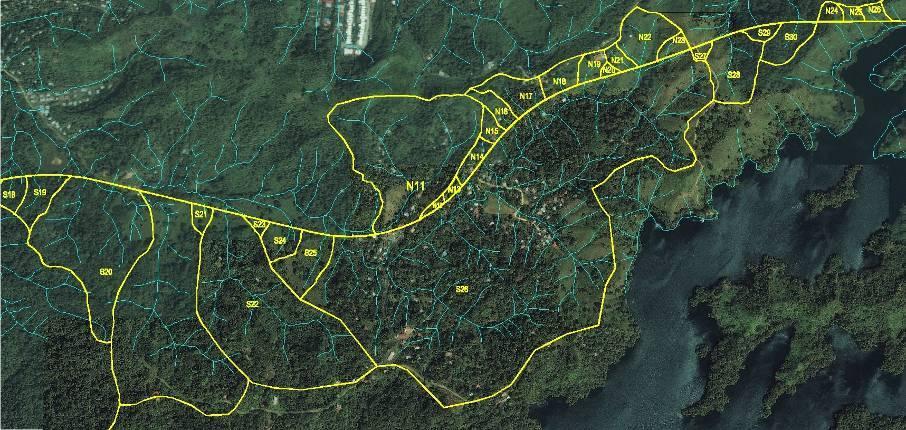 Drenaje Determinación de cuencas y subcuencas Lago Gatún Topografía cambiante, cortes y terraplenes de gran altura (> 25m) Red