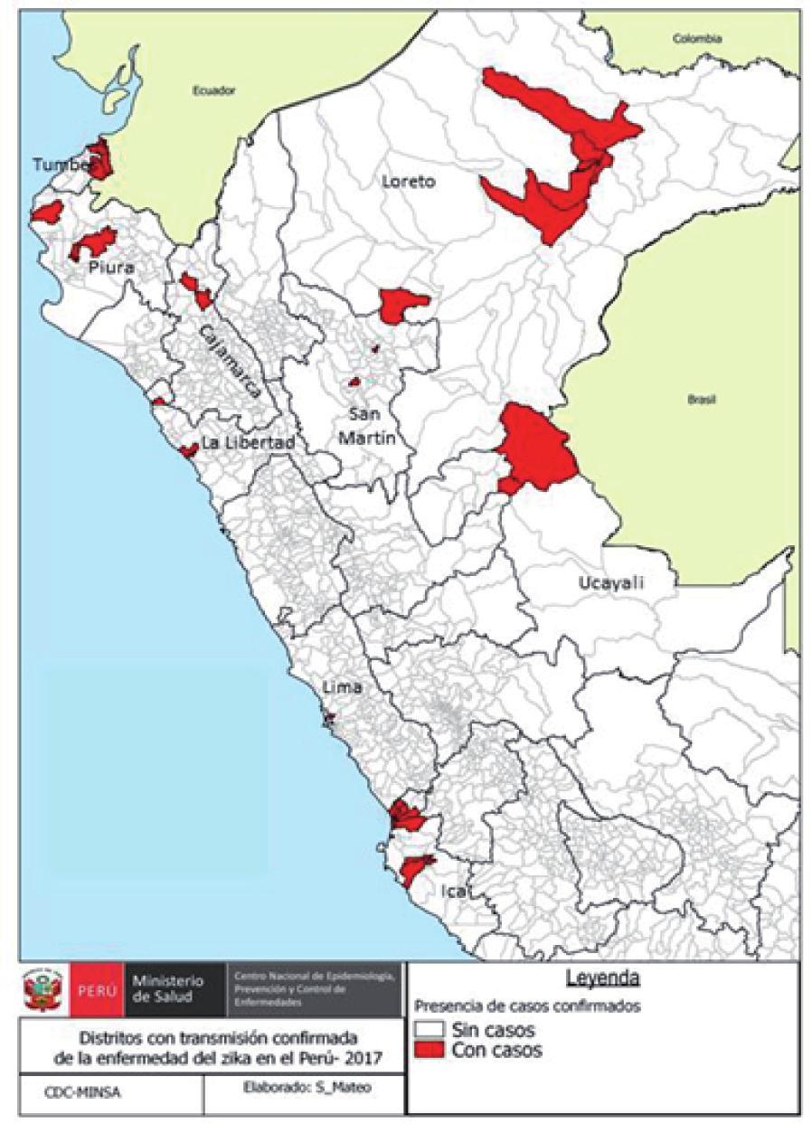 Boletín Epidemiológico del Perú SE 25-217 (del 18 al 24 de Junio) En la SE 23 se confirma la transmisión de zika en el departamento de Piura con tres casos autóctonos en los distritos de Tambogrande,