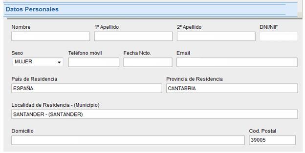 1.3.1 Datos Personales Todos los datos son obligatorios, excepto si su País de Residencia no es España, en cuyo caso no es necesario indicar ni Provincia de