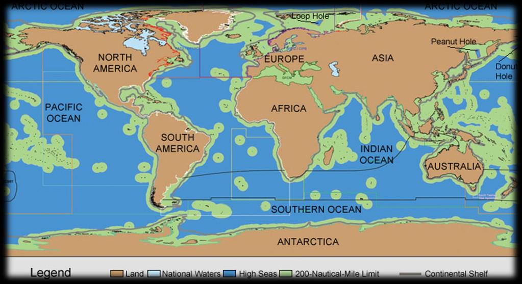5 La zona de alta mar en el mundo un 71% de la Tierra está cubierta por océanos un 64% de los océanos son considerados como