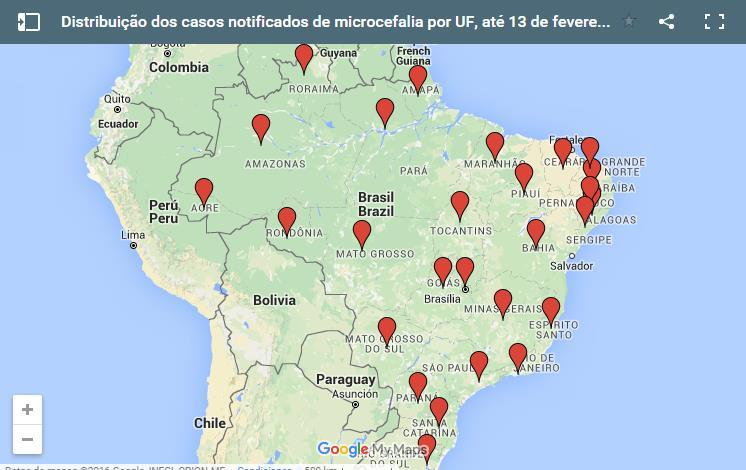 Enero 2015: Primer reporte de trasmisión autóctona en Brasil A febrero 2016: Trasmisión autóctona en 22 estados Asociación con