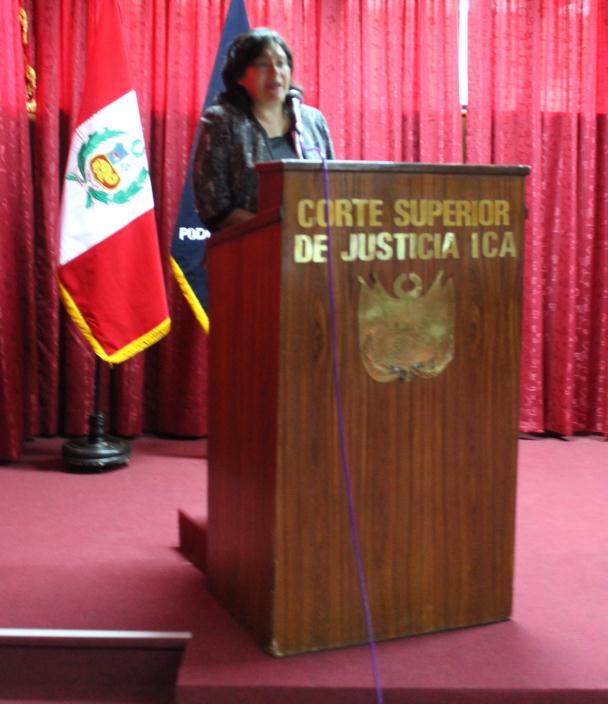 eventos académicos con motivo del 78 Aniversario de Instalación de la Corte Superior de Justicia de Ica, el mismo que estuvo a cargo de la doctora Ana Calderón Sumarriva, Cofundadora y Codirectora de