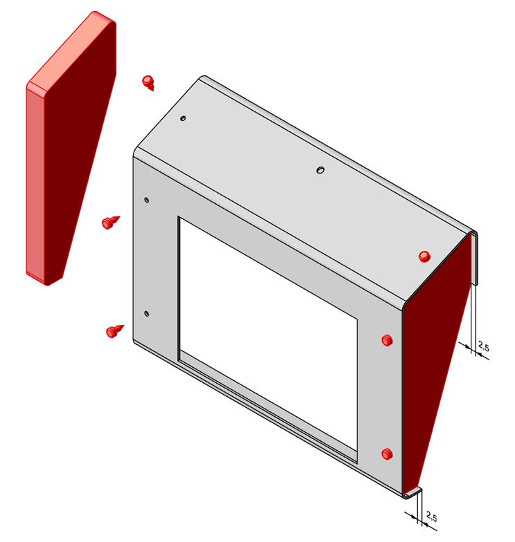 Entre los listones laterales () y los bordes de la carcasa debe quedar un espacio de,5 mm.