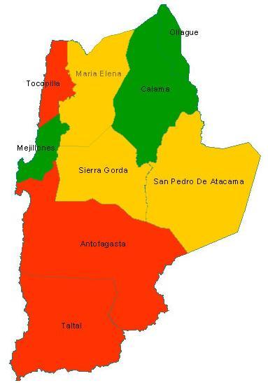 II Región de Antofagasta Puntaje Promedio Regional 37,61% OLLAGÜE 62,88% MEJILLONES 52,92% CALAMA 50,95% SIERRA GORDA 40,79% SAN PEDRO DE ATACAMA 36,97%