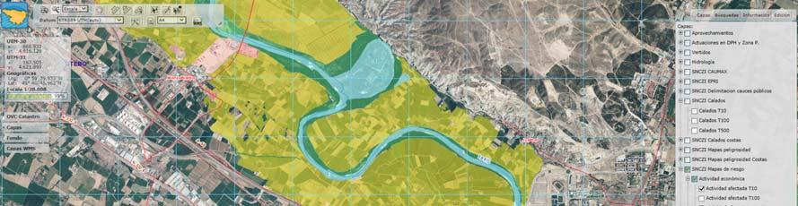 Los mapas de peligrosidad para cada escenario de probabilidad deberán contener: Extensión previsible de la inundación y calados del agua o nivel de agua.