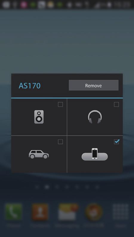 AS130 Remove 3 Reproduzca audio en el dispositivo Android. El audio se escuchará por el parlante con base.