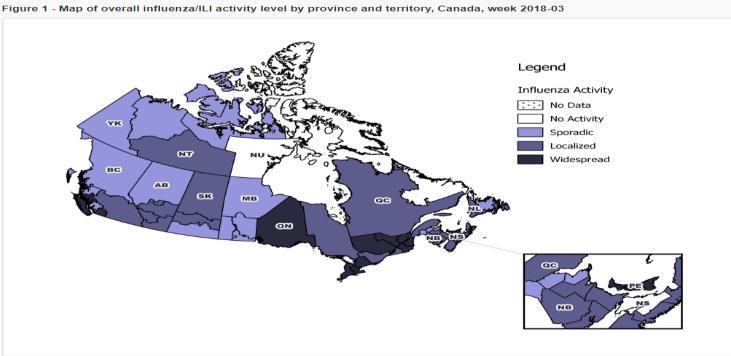 Canada: Cumulative number of influenza positive samples by type and age, 2018, EW 3 / Número acumulado de muestras positivas para influenza por tipo de influenza y edad, 2018. SE 3 Graph 6.