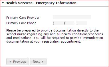 Servicios de Salud Información de Emergencia 1. Esta lengüeta no es requerida, si no desea proporcionar informacion aqui simplemente haga clic en Proximo (Next) 2.