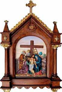 12301 Vía Crucis de madera con medallón de marmolina.