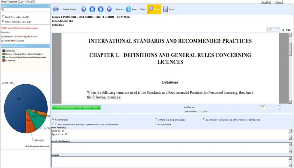 CCs/EFOD Estados: indican en detalle el cumplimiento o las diferencias respecto a los SARPs (con referencia a los reglamentos y descripción de diferencias); y