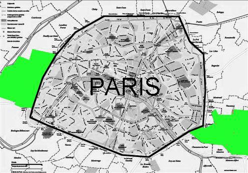 Conectar los espacios verdes y los parques entre Espacios públicos ellos. Descongestión de calles y zonas densificadas El «champs de Mars» Paris, foto google.
