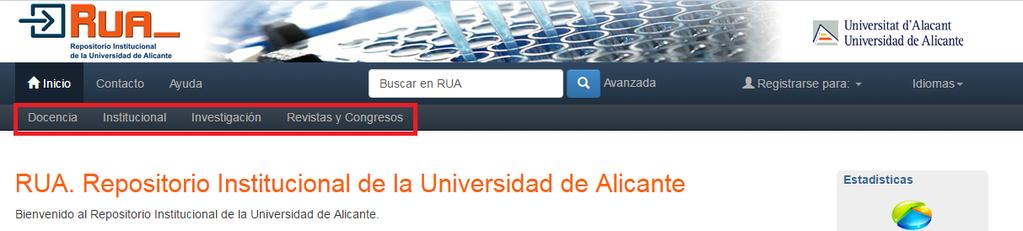 Estructura del RUA Para buscar en RUA necesitarás tanto usar las cajas de búsqueda como navegar por su web.