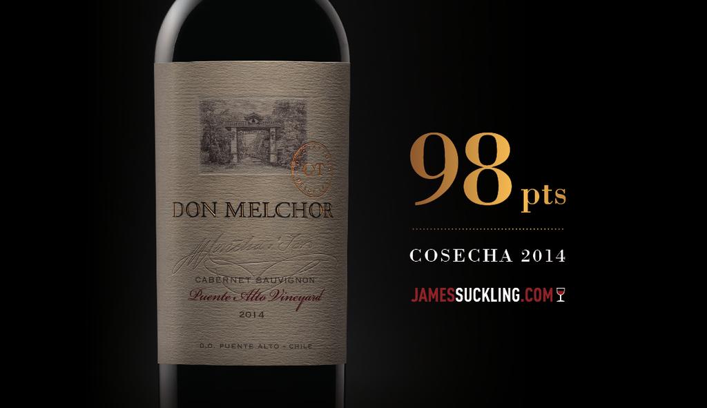 JAMES SUCKLING DON MELCHOR RECIBE EL MÁS ALTO PUNTAJE DE SU HISTORIA Por segundo año consecutivo, Don Melchor obtiene 98 puntos, el más alto puntaje de su historia, y se ubica entre los grandes vinos