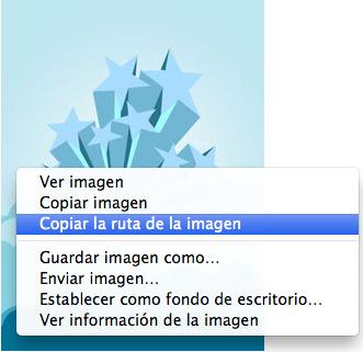 en el ejemplo: Obtener la URL de la imagen, cuando usas Firefox Ubica el puntero del ratón sobre la imagen, haz click con el botón derecho del