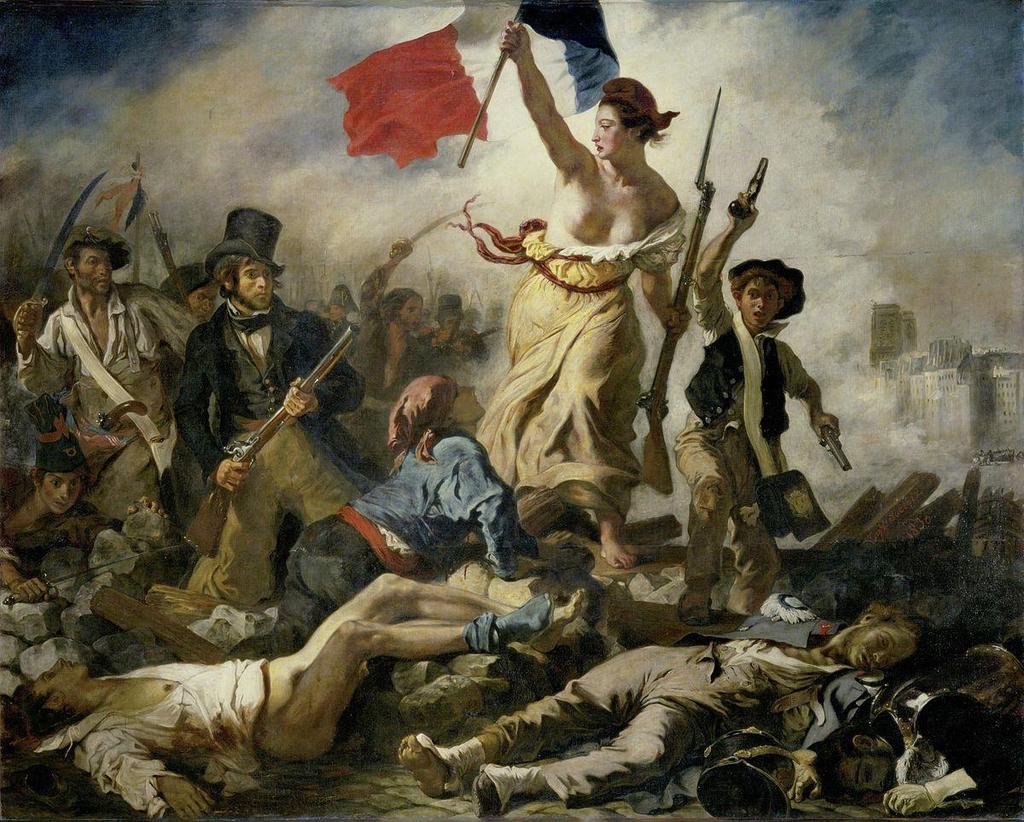 La libertad guiando al pueblo (1830) Representa jornada lucha 28 julio