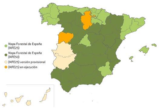 2016 El Mapa Forestal de España (MFE) es la cartografía MAPA FORESTAL DE ESPAÑA básica forestal a nivel estatal, base del Inventario Forestal Nacional, que recoge la distribución, tendencias y