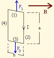 Momento magnético Supongamos una espia ectangula de lados a y b ecoida po una coiente I, que se encuenta en un campo magnético de inducción.