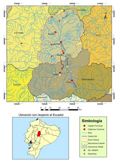 19 3.3 Materiales y métodos Zona de Estudio: El estudio se realizó en el Ecuador, en la Figura 3 se presenta la cuenca del Cutuchi, su ubicación geográfica y las estaciones meteorológicas del
