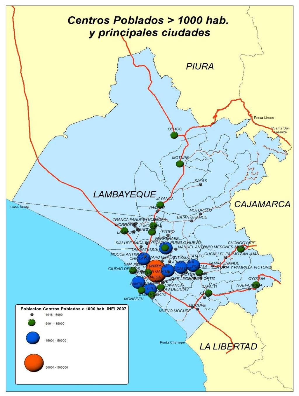 Mapa 04: Sistema urbano de Lambayeque Fuente: INEI, Censos Nacional de Población y Vivienda 2007