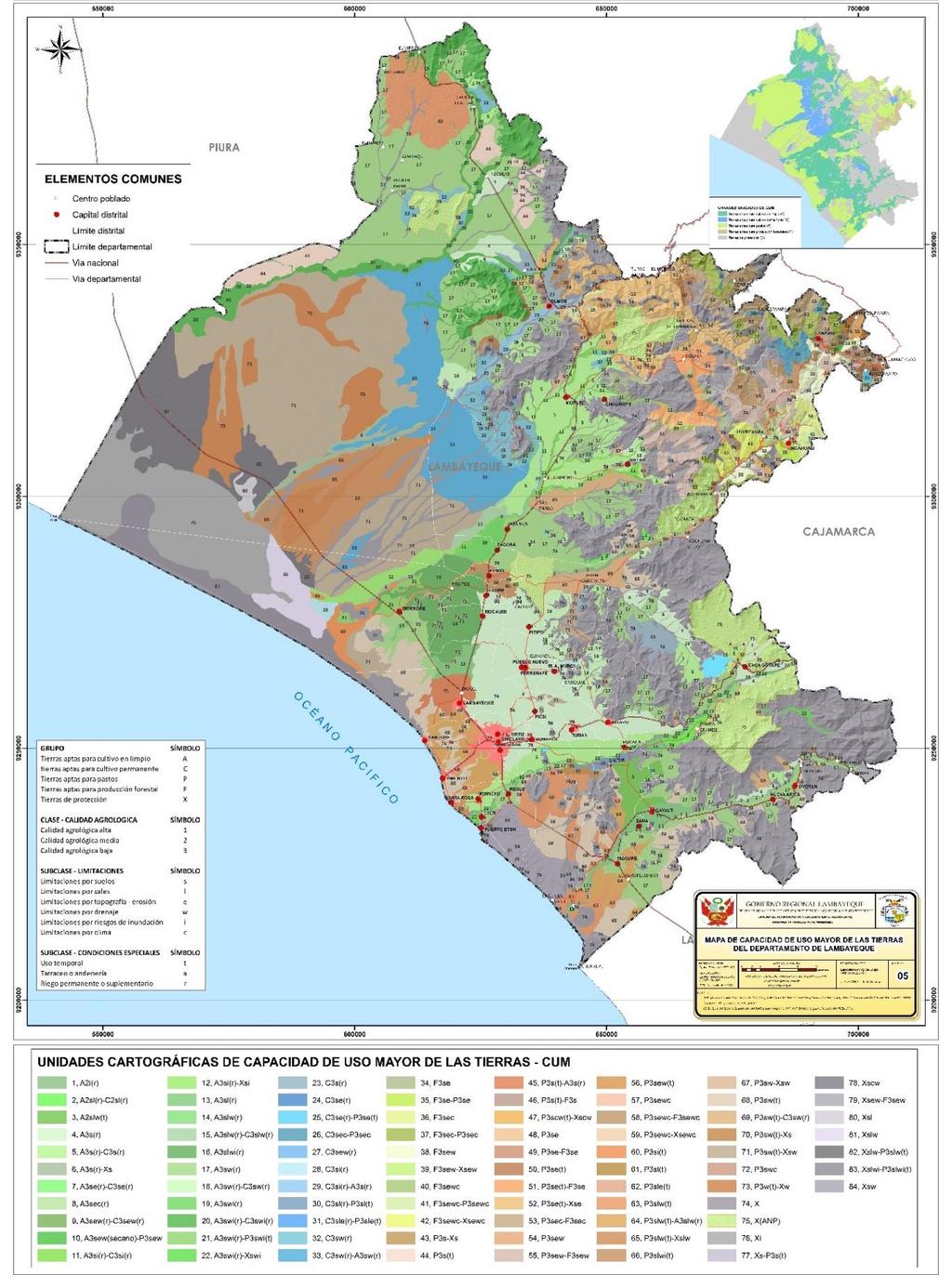 Mapa N 11 Capacidad de Uso Mayor de las tierras del Departamento de Lambayeque Elaboración: