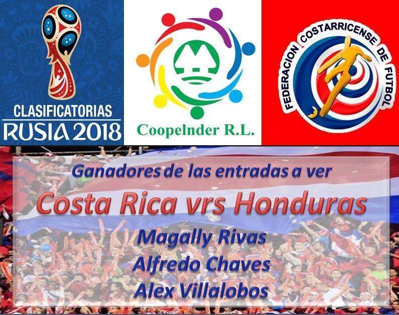 o Como motivación a los Asociados, se realizó una rifa de tres entradas para asistir al partido Costa Rica- Honduras en el Estadio Nacional, dicha rifa se realizó el día 03 de octubre de 2017.