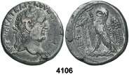 Su cabeza laureada, debajo globo. Rev.: PROVIDENT. S. C. Altar. 10,78 grs. MBC-. Est. 120...................... 100, F 4106 (69-70 d.c.). Vespasiano. Siria. Antioquía ad Orontem. Tetradracma. (S.