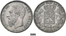 Leopoldo II. 5 francos. (Kr. 24). MBC+/EBC-. Est. 45.................... 30, 249 Mayo 2014