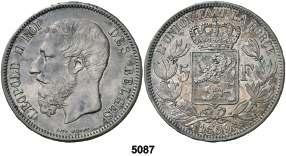 F 5087 1869. Leopoldo II. 5 francos. (Kr. 24). EBC-. Est. 45........................ 30, F 5088 1931.