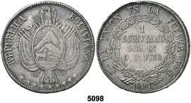 10 centavos. (Kr. 180). CU-NI. S/C-. Est. 70.......................... 50, F 5098 1864. Potosí.