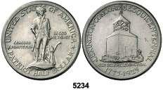 Filadelfia. 1/2 dólar. (Kr. 116). BC-. Est. 9........................... LIBRE F 5234 1925. Filadelfia. 1/2 dólar. (Kr. 156). Lexington y Concord. Escasa. EBC. Est. 125....... 75, F 5235 1936.