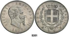 5349 1923. Víctor Manuel III. R (Roma). 5 céntimos. (Kr. 59). CU. EBC-. Est. 5........... LIBRE F 5351 1875. Víctor Manuel II. M (Milán). BN. 5 liras. (Kr. 8.