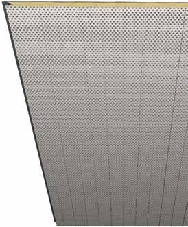 TECNOLÓGICO OLIMPIA EUROACÚSTIC 30 Vista inferior Panel constructivo de fachada fabricado en contínuo por inyección de un alma aislante y rígido de poliuretano entre dos paramentos metálicos de acero