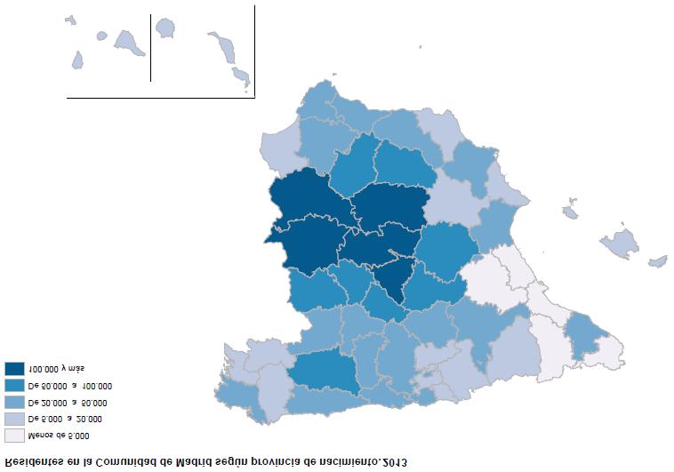 19 9. Población nacida en España por municipios, según el lugar de nacimiento. 2013 (concl.