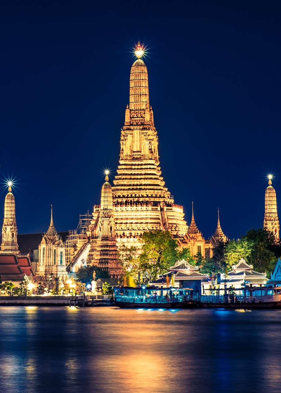 Tour Bangkok por la Noche, con cóctel al atardecer con vistas