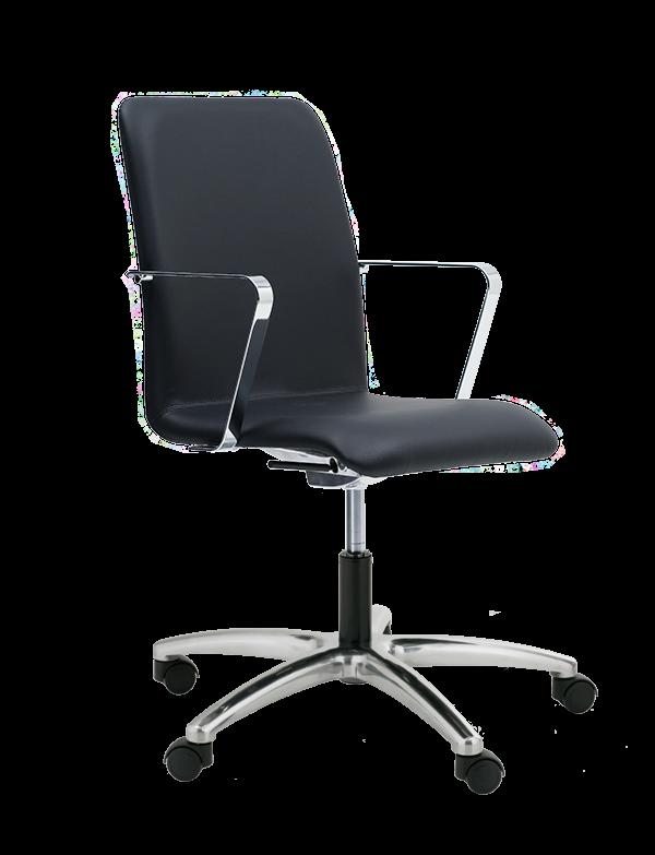The collection offers different chair models, all of them can be combined between each other: the swivel chair with 4-finger base is suitable for meeting rooms; the swivel chair with 5-finger base
