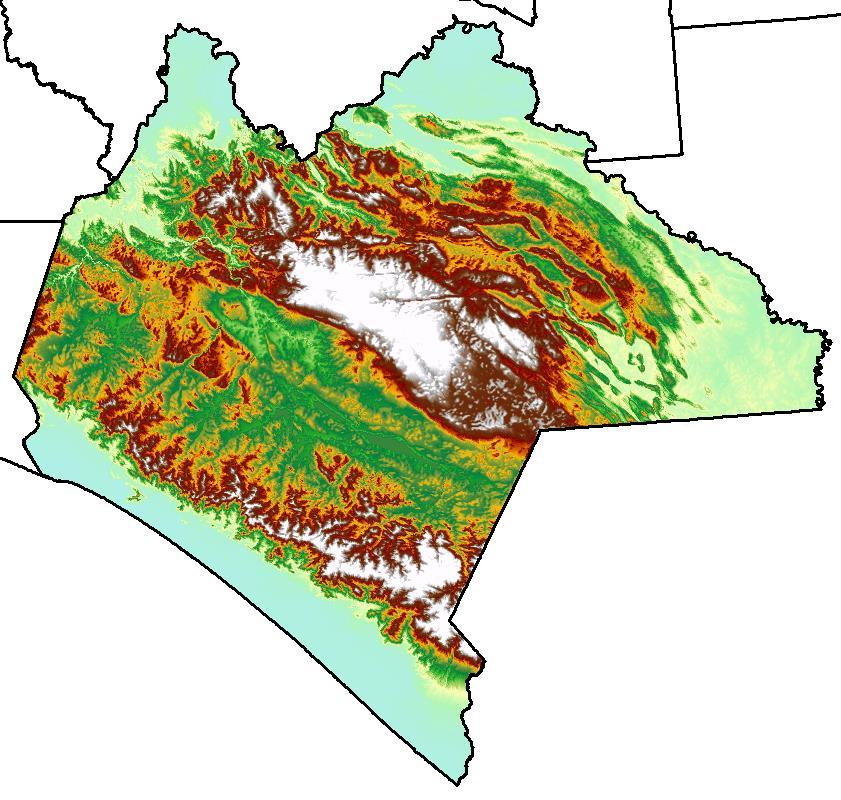 Fuente INEGI (2014): Datos raster. Modelo de Elevación del estado de Chiapas. http://www.inegi.org.mx/geo/contenidos/datosrelieve/continental/default.aspx Raster.