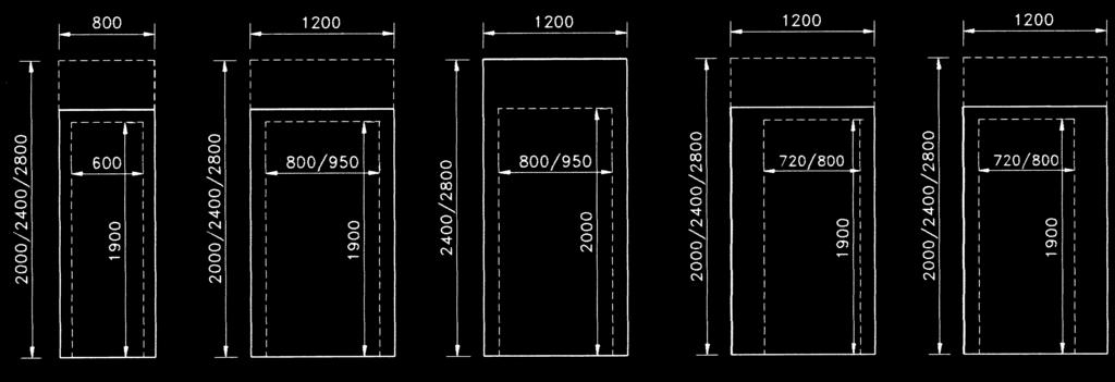 PUERTAS ISOTÉRMICAS Puertas pivotantes Características: Fabricadas con paneles de BOMBAY 4, rematadas con perfil perimetral de aluminio anonizado, y el vano puerta en PVC.