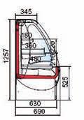 H145) Termómetro mecánico Iluminación en el techo Versión Grupo compresor incorporado R404A Versión Grupo remoto válvula R404A CON LATERALES / SIN ACCESORIOS Temperatura ambiente: +25ºC Humedad