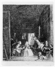 El hombre que sube los peldaños de la escalera y que descorre las cortinas es José Nieto, aposentador de la corte como el mismo Velázquez. El punto de fuga del cuadro se concentra en su silueta.