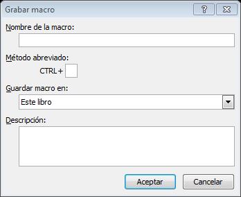 c) Aparece el siguiente cuadro de diálogo Asignar nombre a la macro Clic en aceptar d) Al hacer clic en aceptar se deben grabar los formatos, haciendo clic en los comandos de Excel que se desea