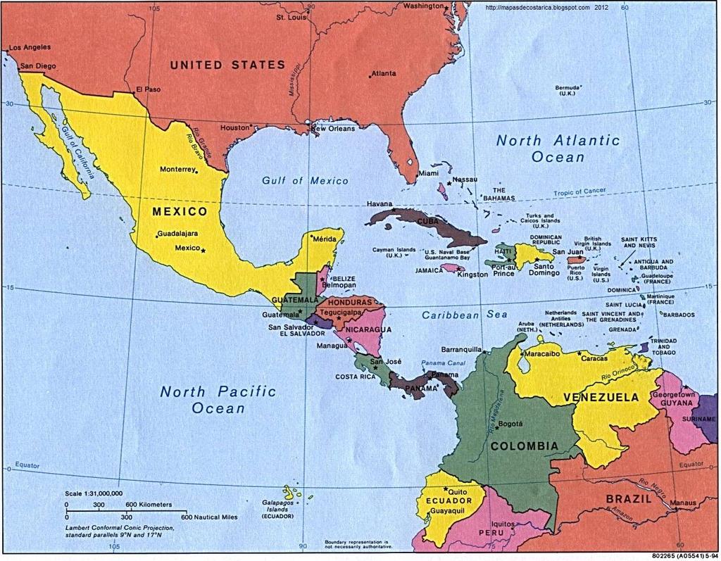 Subregiones Norteamérica, Centroamérica y Caribe: Costa