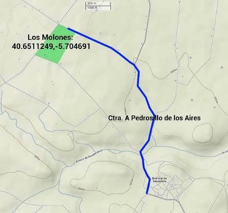 Cómo llegar al Campo Los Molones (40.6511249,-5.704691) / (40 39 04.0 N, 05 42 16.