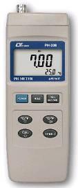 ph-208 ph-metro PORTÁTIL 208 Resolución: Mediciones: Calibración de ph: Dimensiones: 0-14 ph o -1999 mv a 1999 mv 0.01 ph ph, ORP y temperatura. Tres puntos. 200 x 68 x 30 mm.