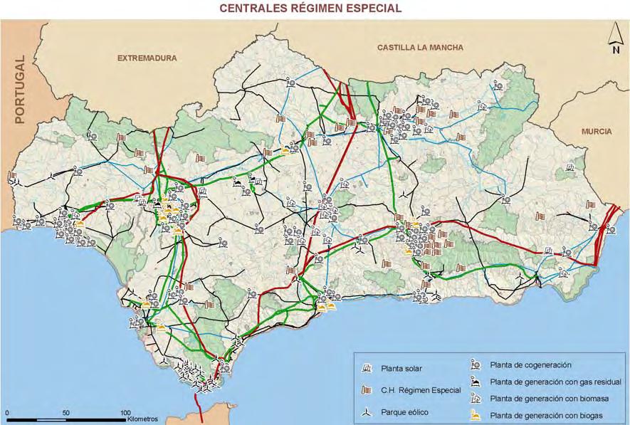 Huelva, Arcos de la Frontera, San Roque y Algeciras (Ciclo Combinado) y Guillena y Tajo de la Encantada (Hidroeléctricas).