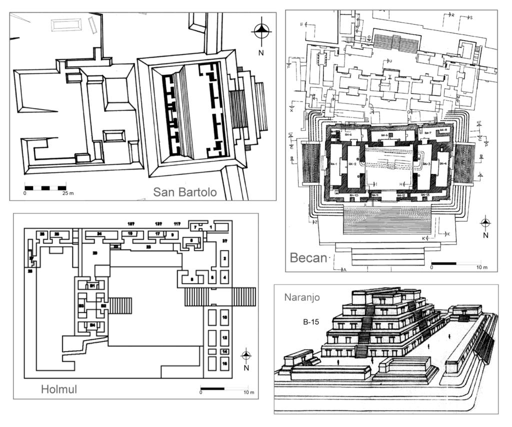 Figura 4 Ejemplos de palacios Mayas de presentación formal