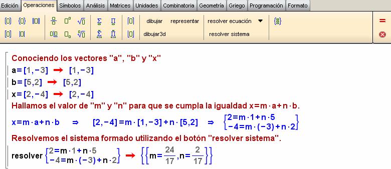 RESOLUCIÓN DE EJERCICIOS GUIADOS TEMA 7. Vectores. Ejercicio 4. Clcul m y n pr que se verifique: x m n siendo, ), 5, ), x, 4).