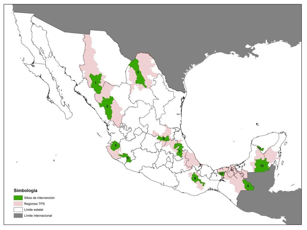 Proyecto Territorios Productivos Sustentables Sitios de Superficie Región TPS 1 intervención (Ha) Chihuahua 1 1,877,855 1 Durango 2 1,996,968 2 Coahuila 3 2,076,820 4 697,680 3