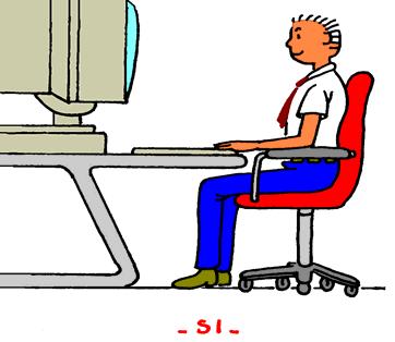 A Superficie de traballo e o teclado deben estar á altura das túas mans, cos teus antebrazos paralelos ao chan. 3. Senta cos brazos próximos ao corpo coas costas ergueitas.