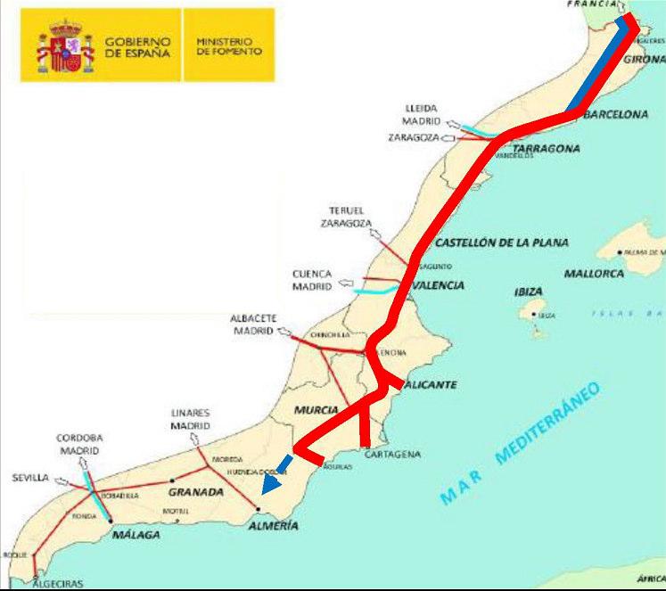 Fig 7: Proyecto de implantación del ancho UIC en el Cdor. Ferroviario Mediterráneo (dic 2012).