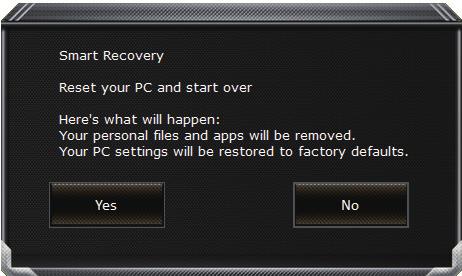 Elegir Utilidad GIGABYTE La recuperación se activará y verá los botones de opción en la ventana. Haga clic en Sí para iniciarla.